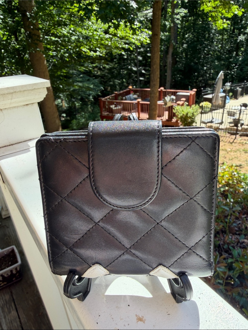 CHANEL Cambon Authentic Black and White Leather Wallet with Pink interior GUC - Picture 6 of 17